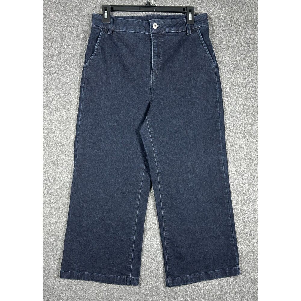 Style & Co. Wide Leg Crop Jeans Size 10 Dark Blue Denim